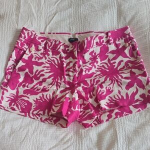 J.Crew Pink and White Linen Shorts Size 8